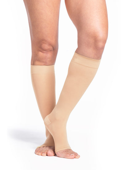 Women's Style Sheer Calf Open-Toe 20-30mmHg in Warm Sand