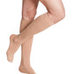 Woman wearing Sigvaris Style Soft Opaque compression knee-highs in the color Chai