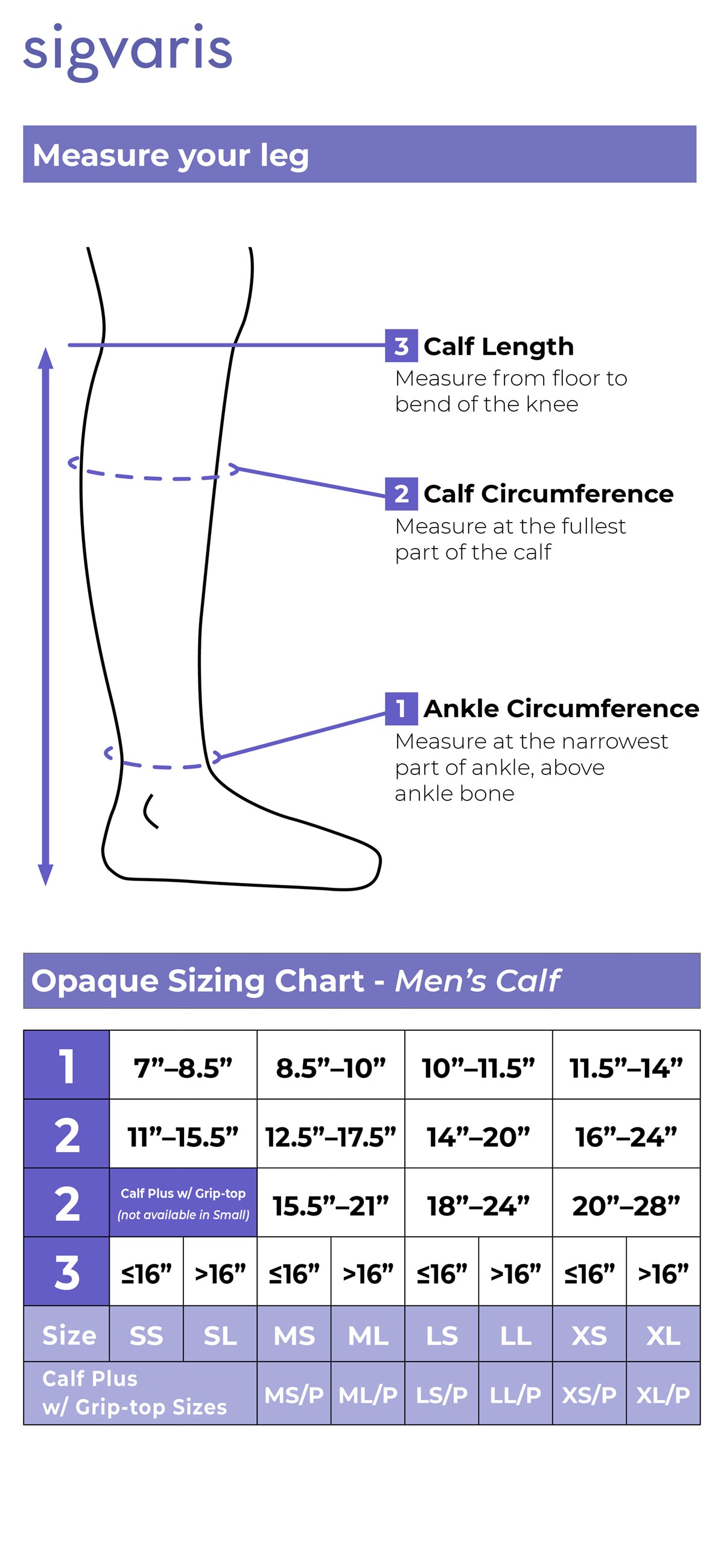 Men's Essential Opaque Plus Calf with Grip-Top