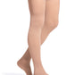 Man wearing Sigvaris Men's Essential Opaque compression thigh-highs in the color Light Beige