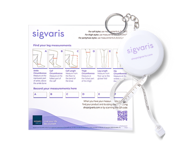 Sigvaris Compression Sock and Stocking Sizing Kit, including one tape measure and an instruction card