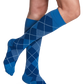Woman wearing Style Microfiber Patterns compression socks in the color Royal Blue Argyle