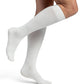 Woman wearing Sigvaris Style Bamboo compression socks in the color Ivory