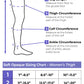 Size chart for Sigvaris Style Soft Opaque compression thigh-highs