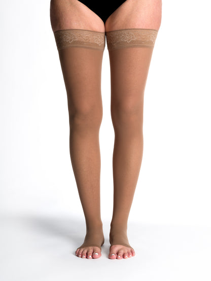 Women's Style Sheer Thigh-High Open-Toe in Cafe