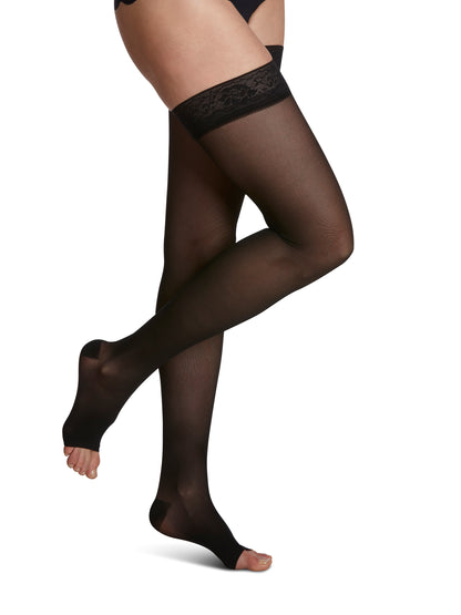 Women's Style Sheer Thigh-High Open-Toe in Black