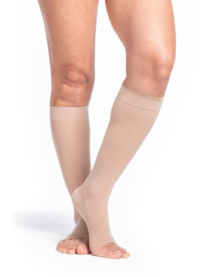 Women's Style Sheer Calf Open Toe Compression Socks