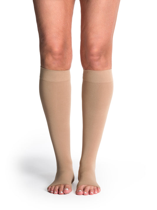 Sigvaris Style Soft Opaque Open Toe Calf Knee High 20-30mmHg Chai