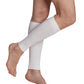 Woman wearing SIGVARIS Performance Sleeves compression calf sleeves in the color White